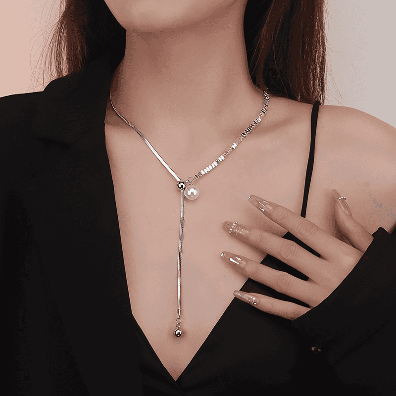 Titanium Adjustable Bead Collarbone Chain